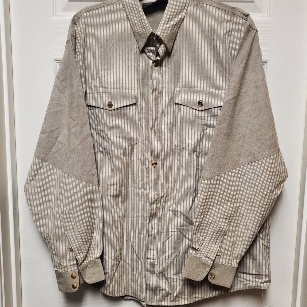 Spindle River Classics Western Rodeo Color Block Tan Button Down Shirt Mens XL